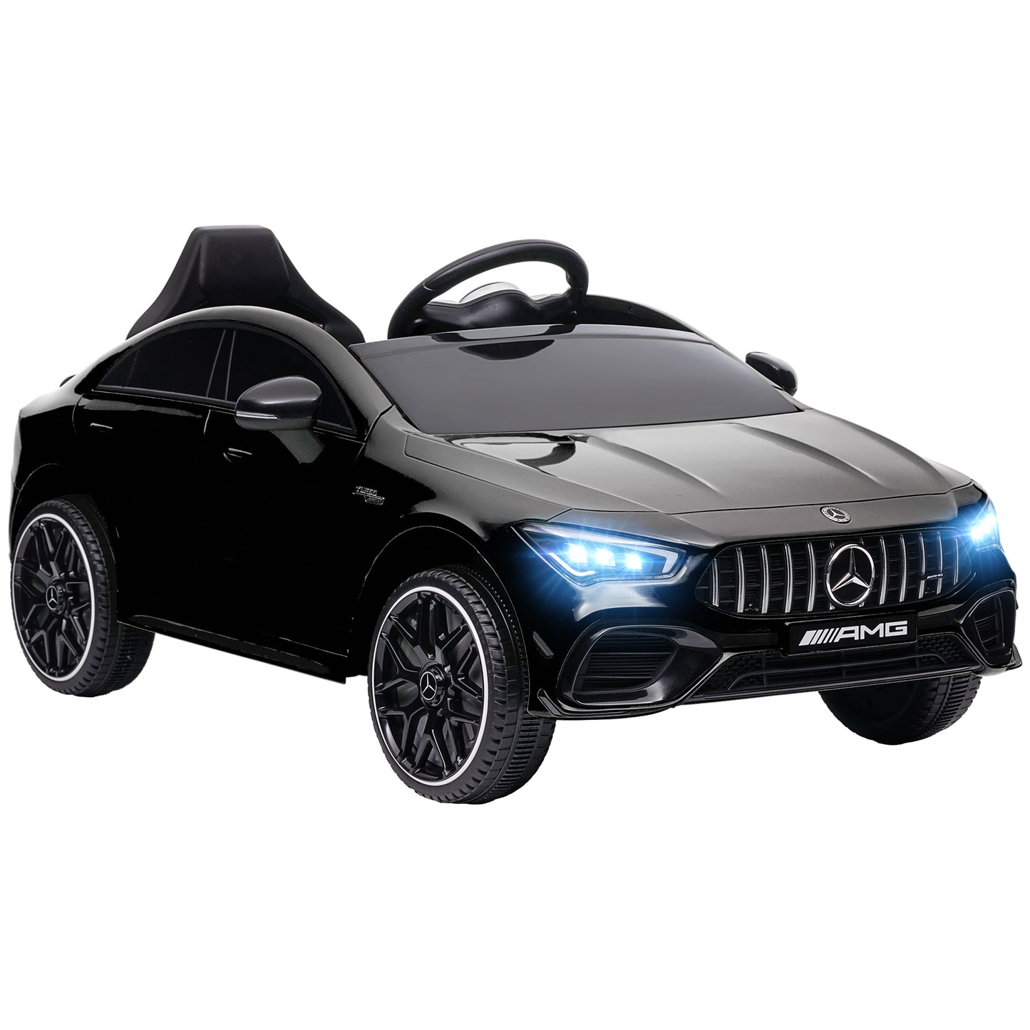 Mercedes-AMG CLA 45 Licensed 12V Kids Electric Car Ride on Car w/ Remote, Suspension Lights Music Horn - Black