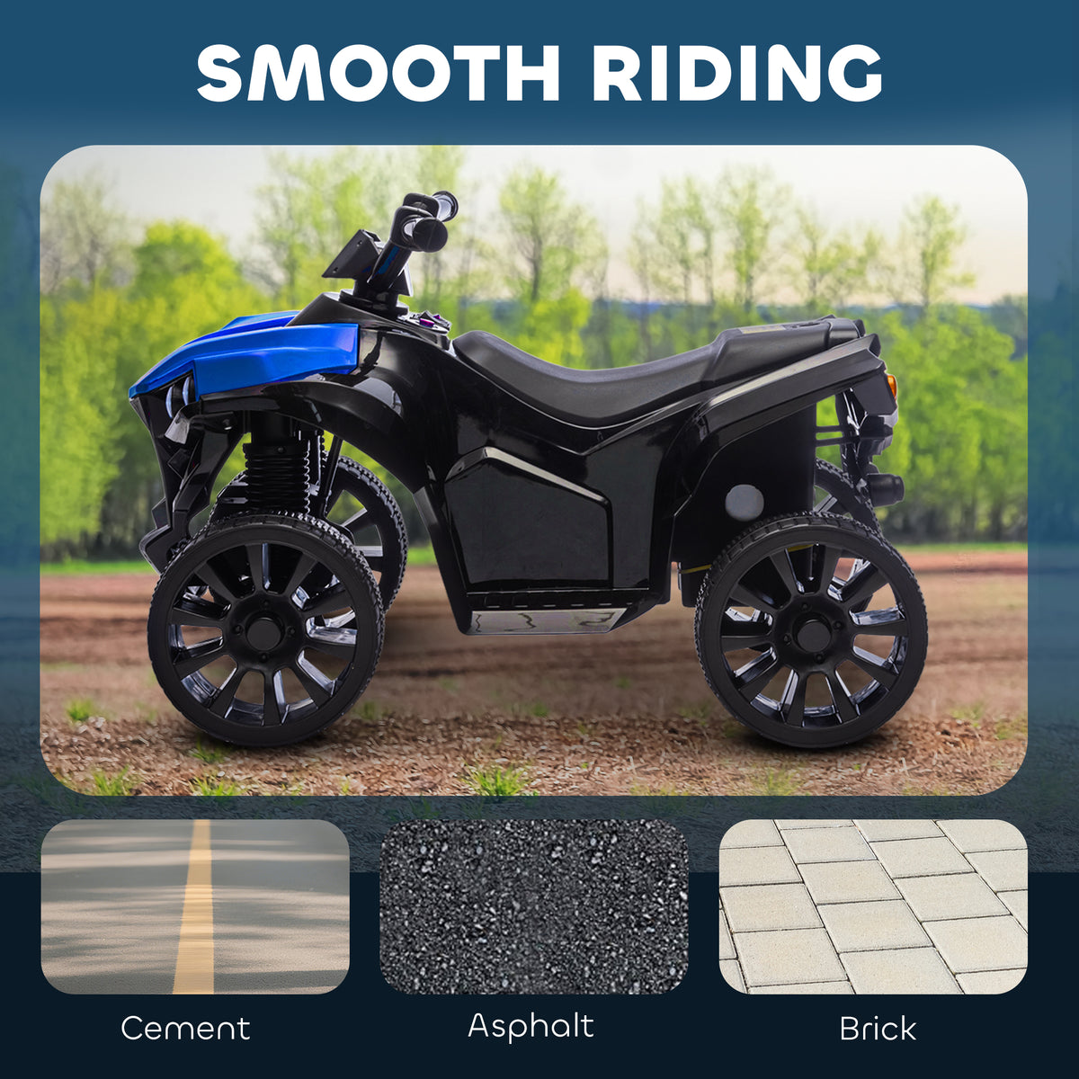 Kids Electric Ride-On ATV | 6V Four-Wheeler Quad Bike with Music & LED Lights, Blue or White