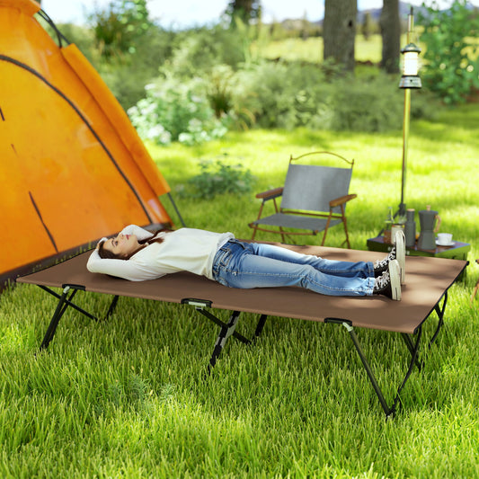 Double Camping Cot Bed, with Bag - Khaki