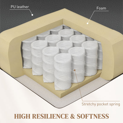 Manual Reclining Chair, Recliner Armchair with Swivel, Faux Leather, Footrest, Cup Holders, 86x93x102cm, Black