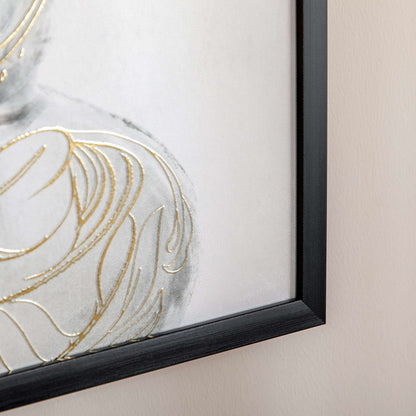 Canvas Wall Art Gold Textured Buddha Sit in Meditation, Wall Pictures for Living Room Bedroom Decor, 83 x 83 cm