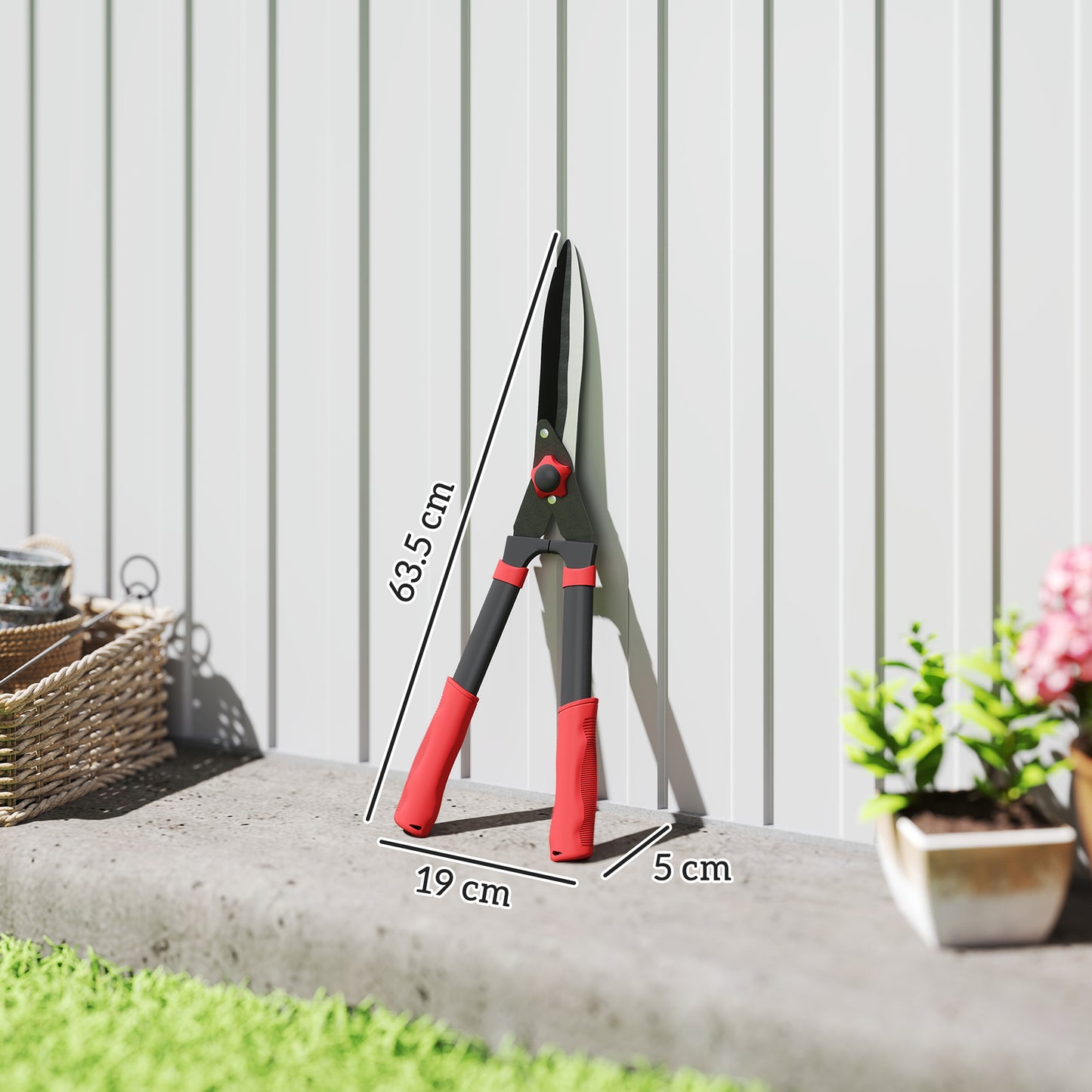 Garden Shears, 63.5 cm Heavy Duty Hedge Shears with Razor-Sharp Blades, Comfort Grip and Tension Adjuster for Hedges, Shrubs and Bushes, Easy Cutting and Trimming