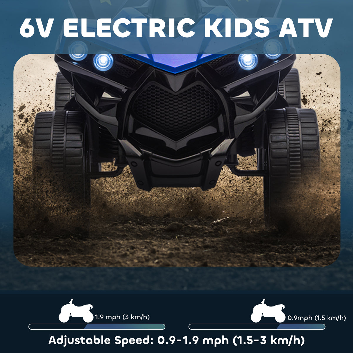 Kids Electric Ride-On ATV | 6V Four-Wheeler Quad Bike with Music & LED Lights, Blue or White