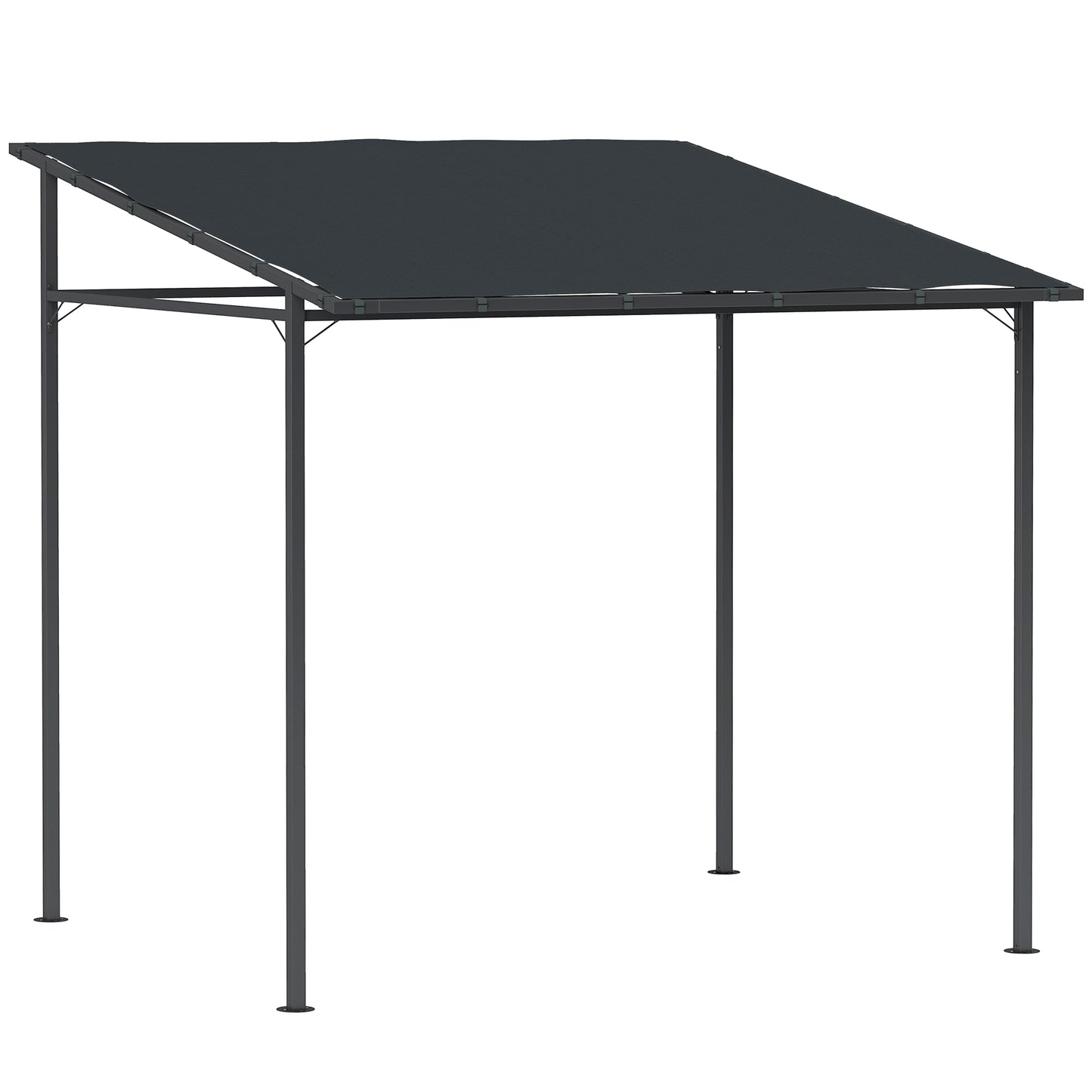 2.4 x 2.4 m Wall Mounted Pergola Gazebo with PA Coating Fabric and Metal Frame, UPF30+, Lean to Garden Gazebo, Wind Resistant Sun Shade Shelter