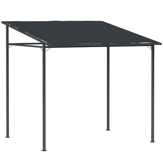 2.4 x 2.4 m Wall Mounted Pergola Gazebo with PA Coating Fabric and Metal Frame, UPF30+, Lean to Garden Gazebo, Wind Resistant Sun Shade Shelter