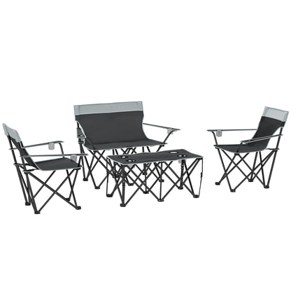 Outsunny Four-Piece Portable Camping Picnic Table Set - Grey