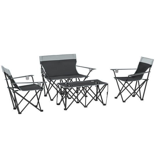 Outsunny Four-Piece Portable Camping Picnic Table Set - Grey