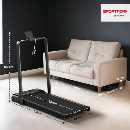 Folding Walking Treadmill | Under-Desk Walking Pad | Manual Incline | 2.0HP | 1-6km/h | LED Display & Remote | Black