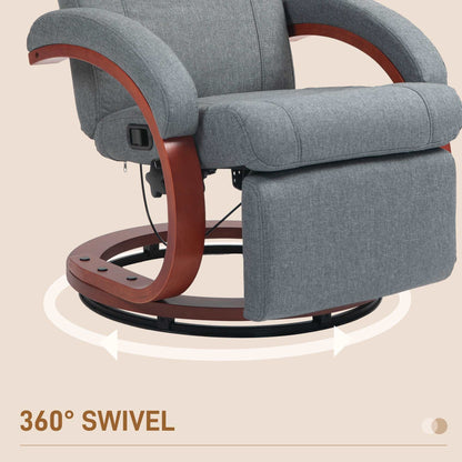 135° Manual Reclining Swivel Chair, with Footrest - Grey