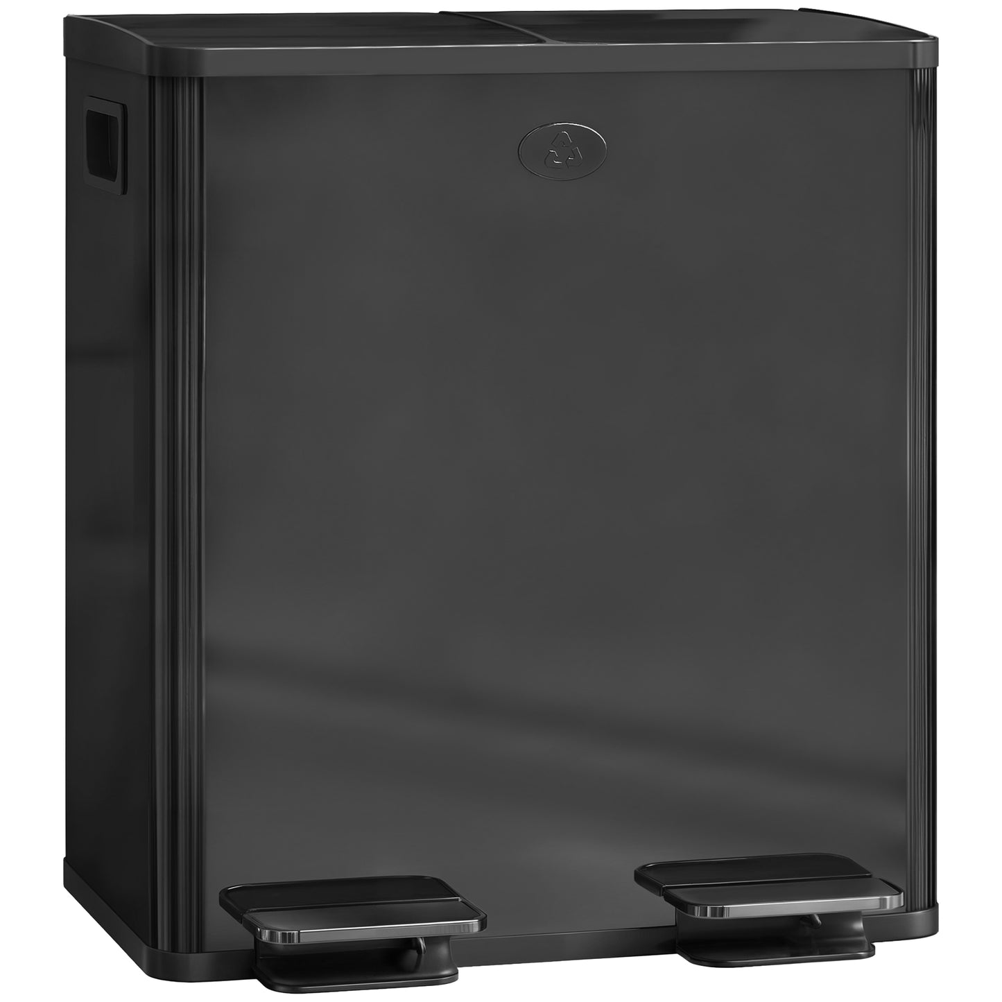 40L 2 x 20 Litre Dual Compartment Stainless Steel Bin, with Deodoriser Holders - Glossy Black
