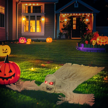 183 cm Life Size Halloween Animated Crawling Mummy with Glowing LED Eyes, 8/16H Timer, Scary Halloween Decorations, Battery Operated, Indoor Outdoor Party Props