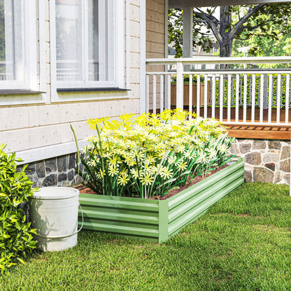 Galvanised Steel Raised Garden Bed | 2 Size Options 126x90.5cm or 241x90.5cm | Open Bottom | Rust-Resistant | Easy Assembly | Flowers Herbs & Veg | Light Green