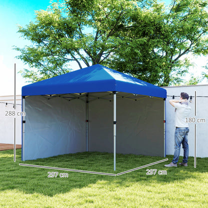 3 x 3 (M) Pop Up Gazebo, UPF 30+ with 2 Sidewalls, Leg Weight Bags and Wheeled Bag, Height Adjustable Party Tent Event Shelter