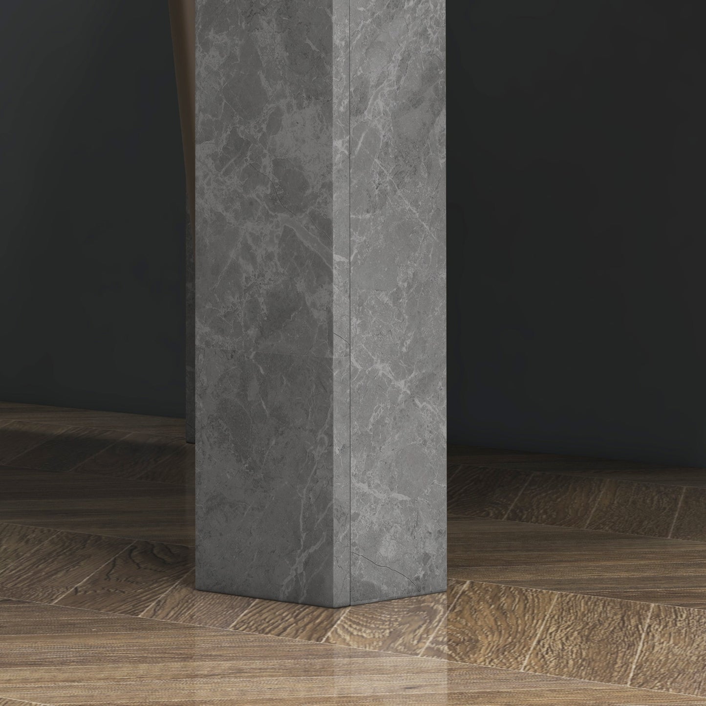 Square Dining Table, Modern Small Dining Table with Faux Cement Effect, Space Saving, Non-slip Foot Pads, Cement Grey