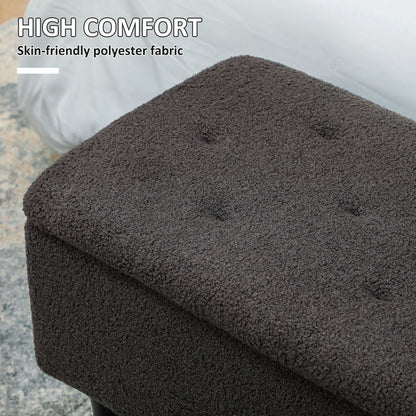 47L Teddy Fleece Storage Ottoman - Dark Grey