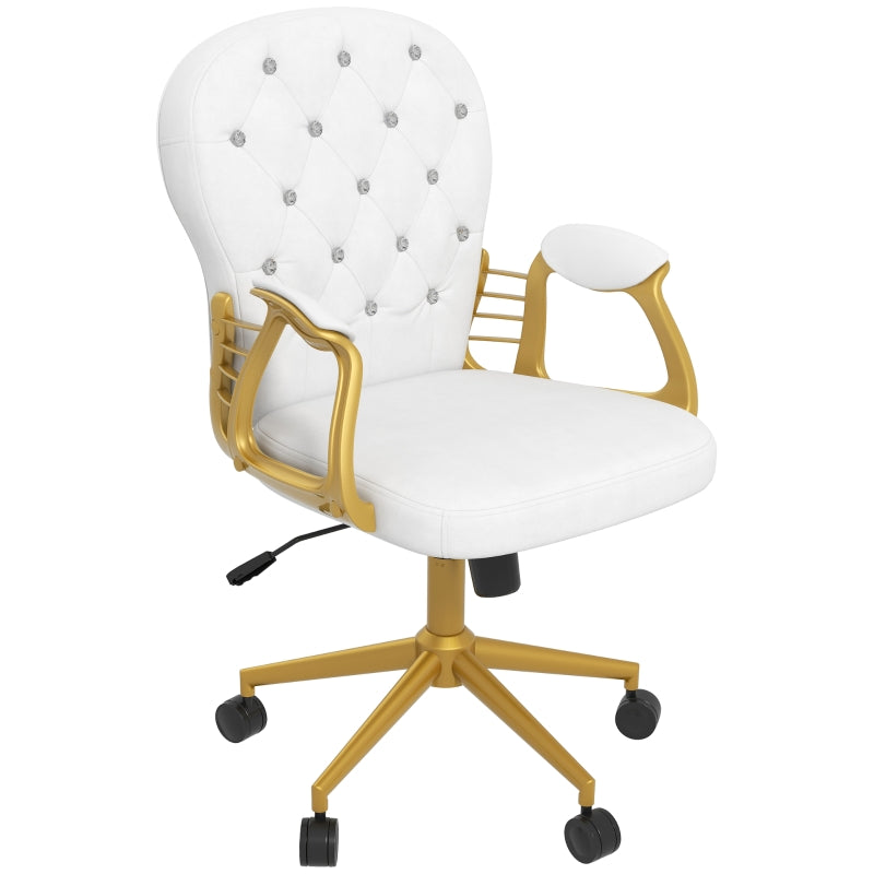 Vinsetto Height Adjustable Home Office Chair, Button Tufted Computer Chair with Padded Armrests and Tilt Function