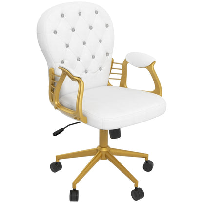 Vinsetto Height Adjustable Home Office Chair, Button Tufted Computer Chair with Padded Armrests and Tilt Function