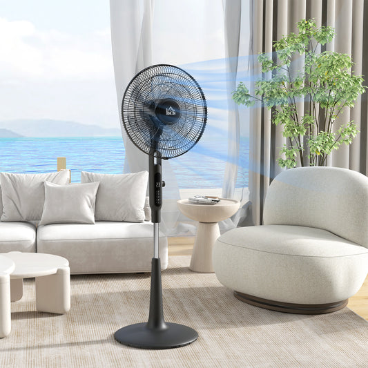 DC Pedestal Fan, 17.5'' Standing Fan w/ 28 Speeds, 3 Modes, 75° Oscillation, 12-Hour Timer, Adjustable Height, Mosquito Repellent Function, Black