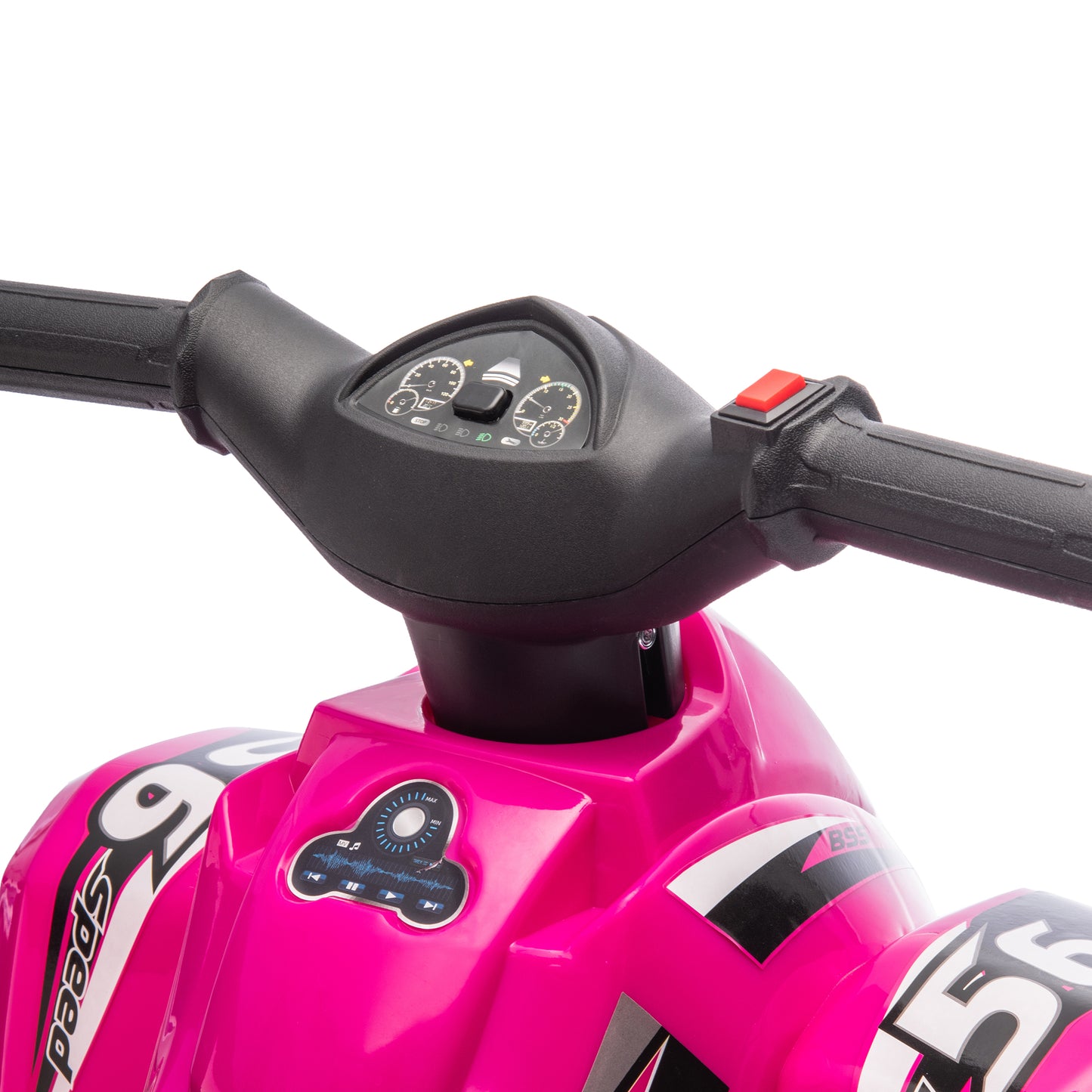 AIYAPLAY 6V Kids Electric Quad Bike w/ Music, Forward Function, for 2-6 Years, Pink - Black