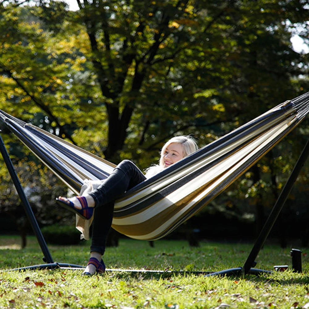 Heavy Duty Hammock With Metal Frame Free Standing Swinging Camping Travel Chair Lounger For Outdoor Patio Lawn