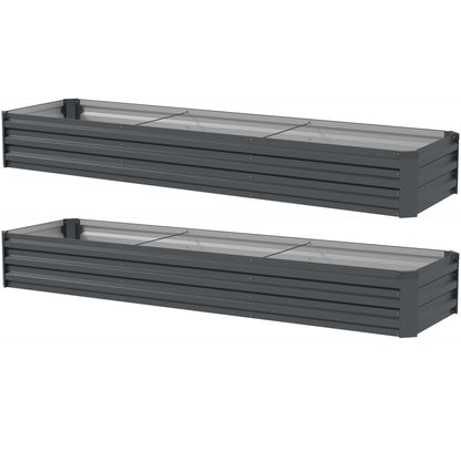 Outsunny 60 x 240cm Galvanised Steel Planter, with Open Bottom, Pack of 2