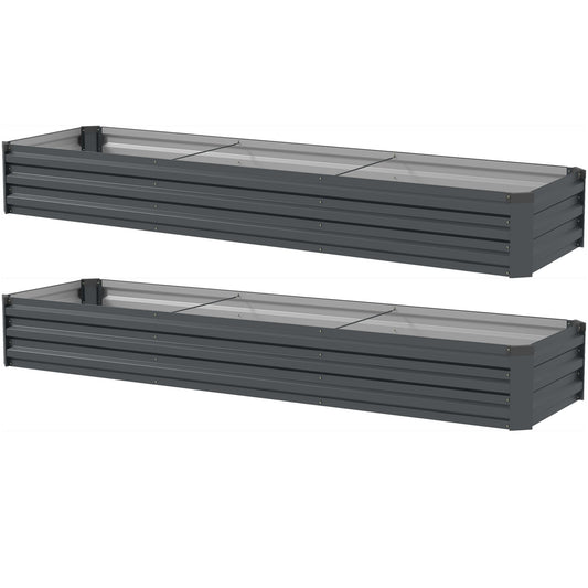 Outsunny 60 x 240cm Galvanised Steel Planter, with Open Bottom, Pack of 2