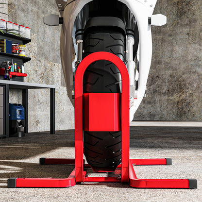 Metal Motorcycle Motorbike Wheel Chock Locking Stand System 17", 19", 21"/43, 48, 51 cm Front Wheels Steel Adjustable Fixing Tyre Holder Support