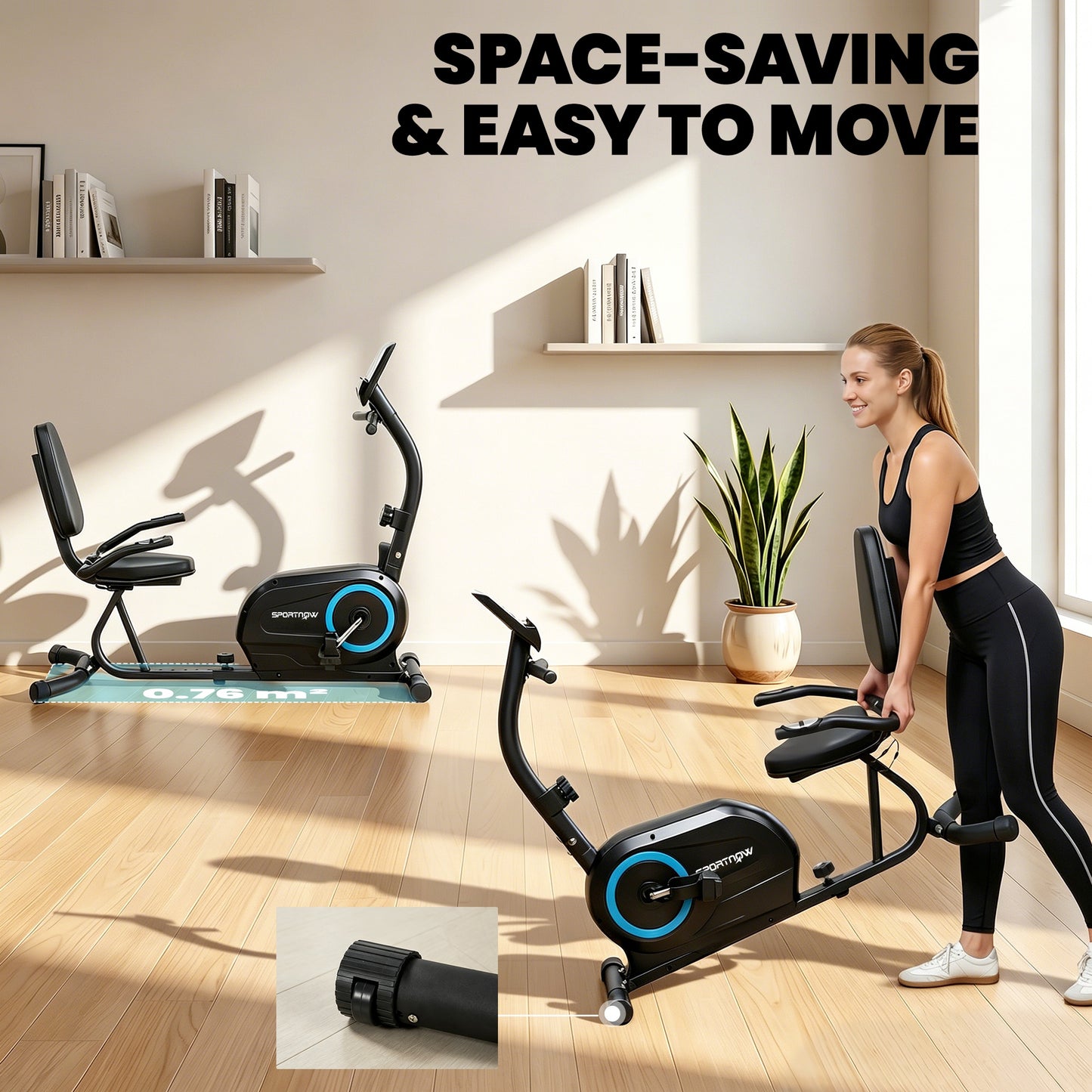 Recumbent Exercise Bike | Bluetooth | Kinomap & Zwift | 8-Level Magnetic Resistance | Padded Seat & Backrest | 120kg | Blue