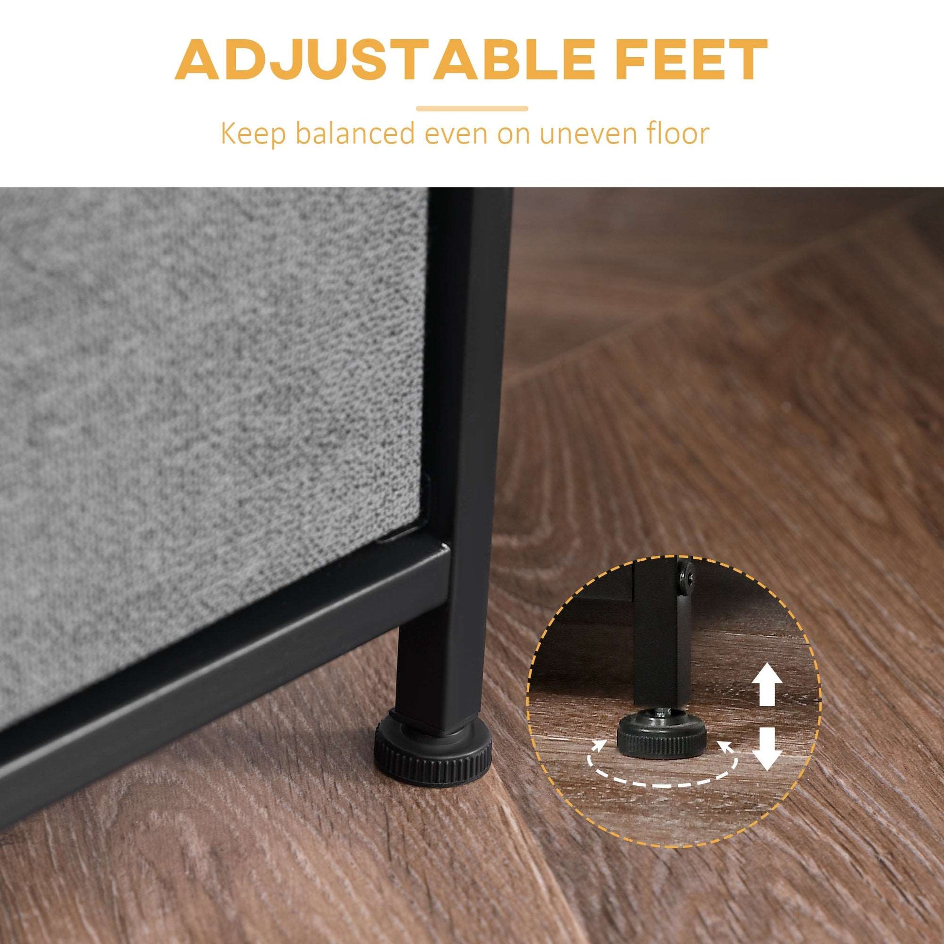 Chest of Drawers, 5 Drawer Fabric Dresser with Steel Frame, Adjustable Feet, Storage Organizer Unit for Bedroom, Living Room, Dark Grey