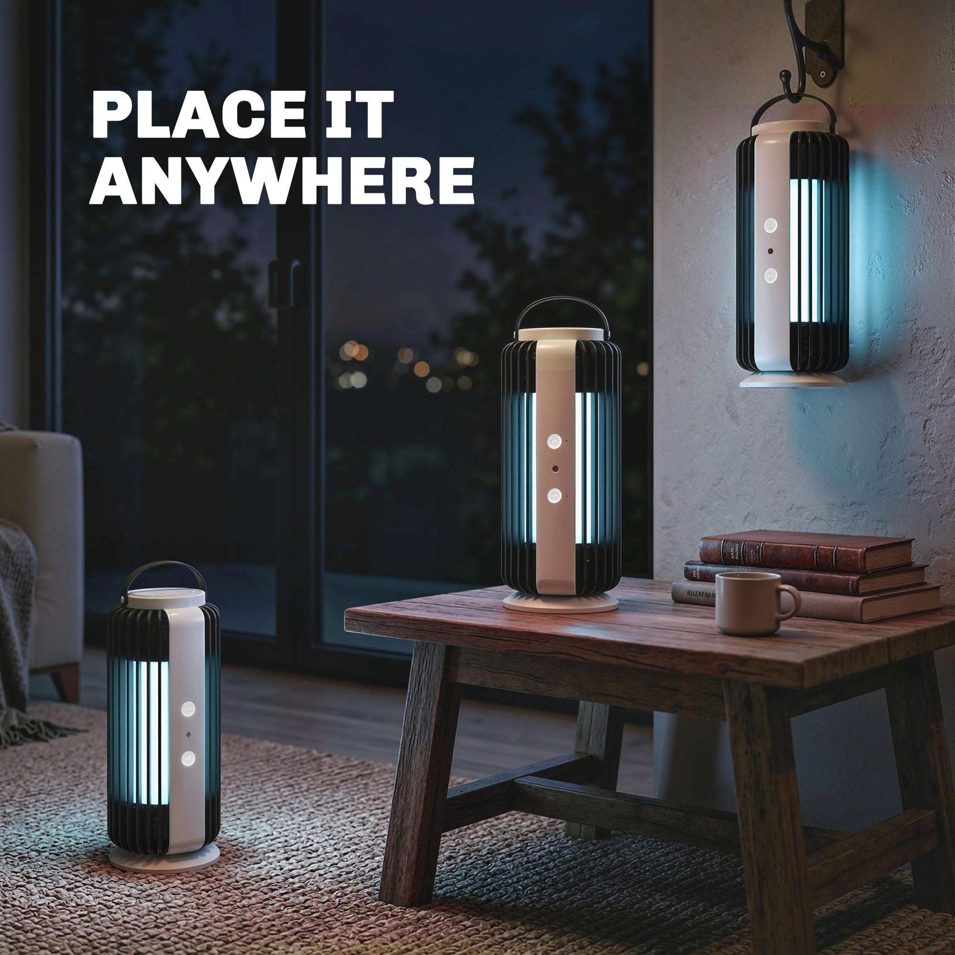 Electric Fly Zapper Indoor | 365nm UVA LED | Fan & Electric Grid Triple-Control | Auto Light Sensor | 8W | 90m² Coverage | Removable Tray | CE Certified | 12x12x33.5cm | Black