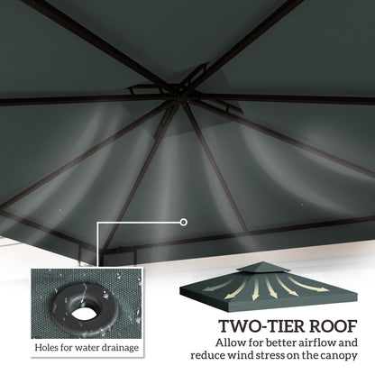 3x3m 2-Tier Gazebo Replacement Canopy Roof | 180g PA-Coated Polyester | UV & Rain Protection | 8 Grommet Drainage Holes | Hook & Loop Fasteners | Fits Outsunny 01-0153 Series Only | 300x300cm | Charcoal Grey