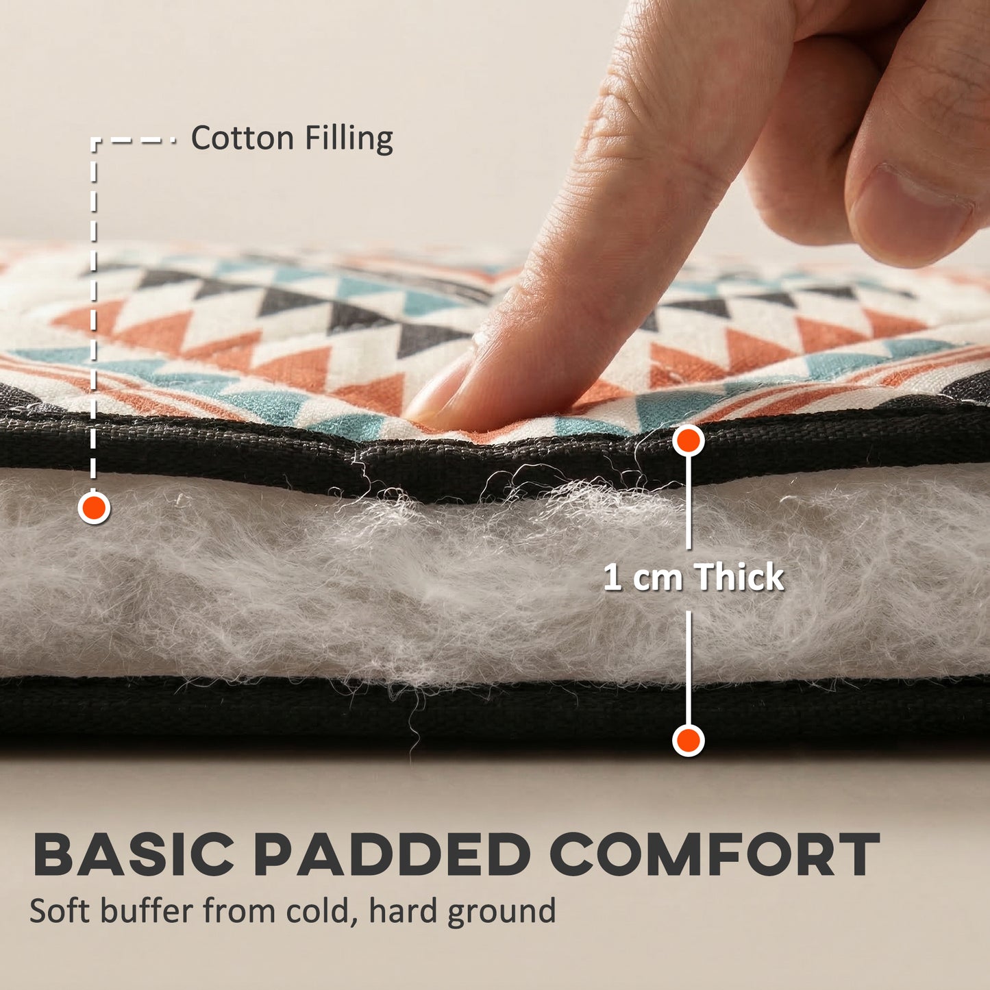 200x200cm Picnic Blanket & Beach Mat | Water-Repellent Oxford Base | 1cm Padding | Integrated Strap | 3-4 People | Mix-Colour