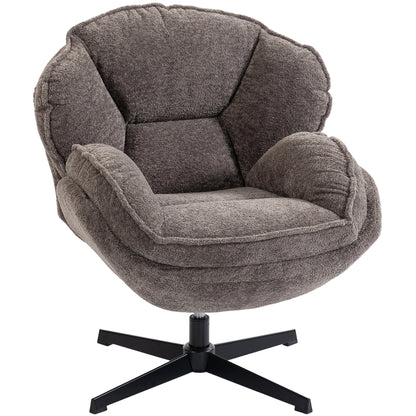 Modern Wingback Accent Chair, Velvet Armchair with Four-Star Base, S-Springs, 360° Swivel, Dark Green