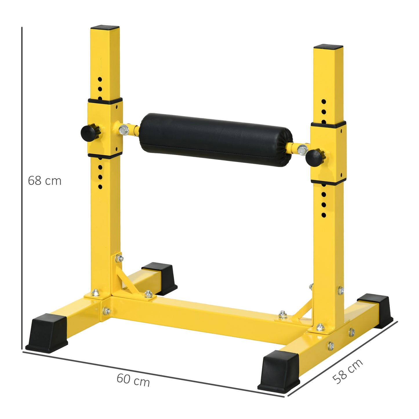 Bulgarian Split Squat Stand, 12-Level Adjustable Single Leg Squat Machine with Foam Roller and Anti-Slip Pads for Lower Body Strength Training