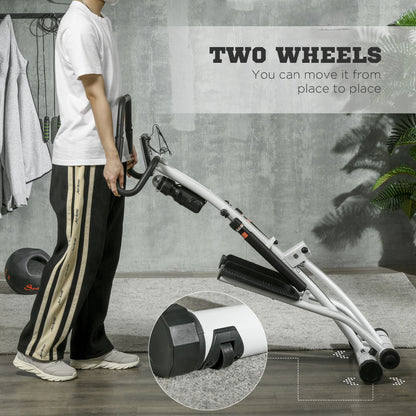 Foldable Stepper Machine with 12-Level Hydraulic Resistance, Step Machine Exerciser with LCD Monitor, for Home Fitness Workout, White and Black