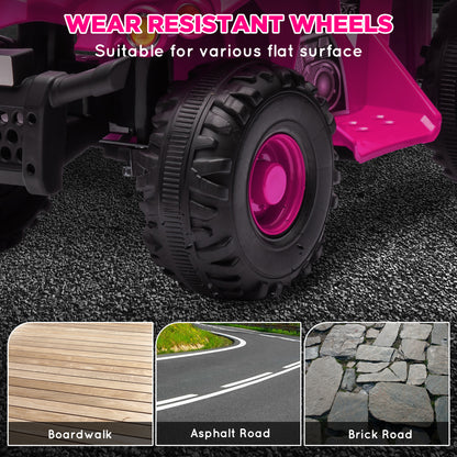 AIYAPLAY 6V Kids Electric Quad Bike w/ Music, Forward Function, for 2-6 Years, Pink - Black