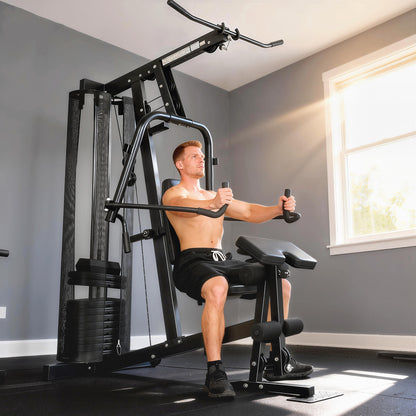 SPORTNOW Multi Gym with Adjustable Seat and Back, All in One Home Gym Machine with 45kg Weight Stack for Full Body Strength Training