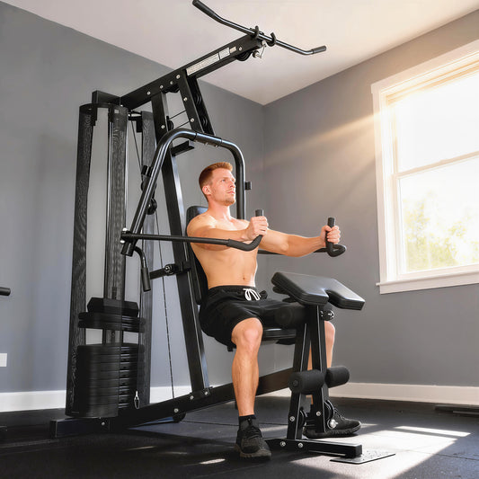SPORTNOW Multi Gym with Adjustable Seat and Back, All in One Home Gym Machine with 45kg Weight Stack for Full Body Strength Training