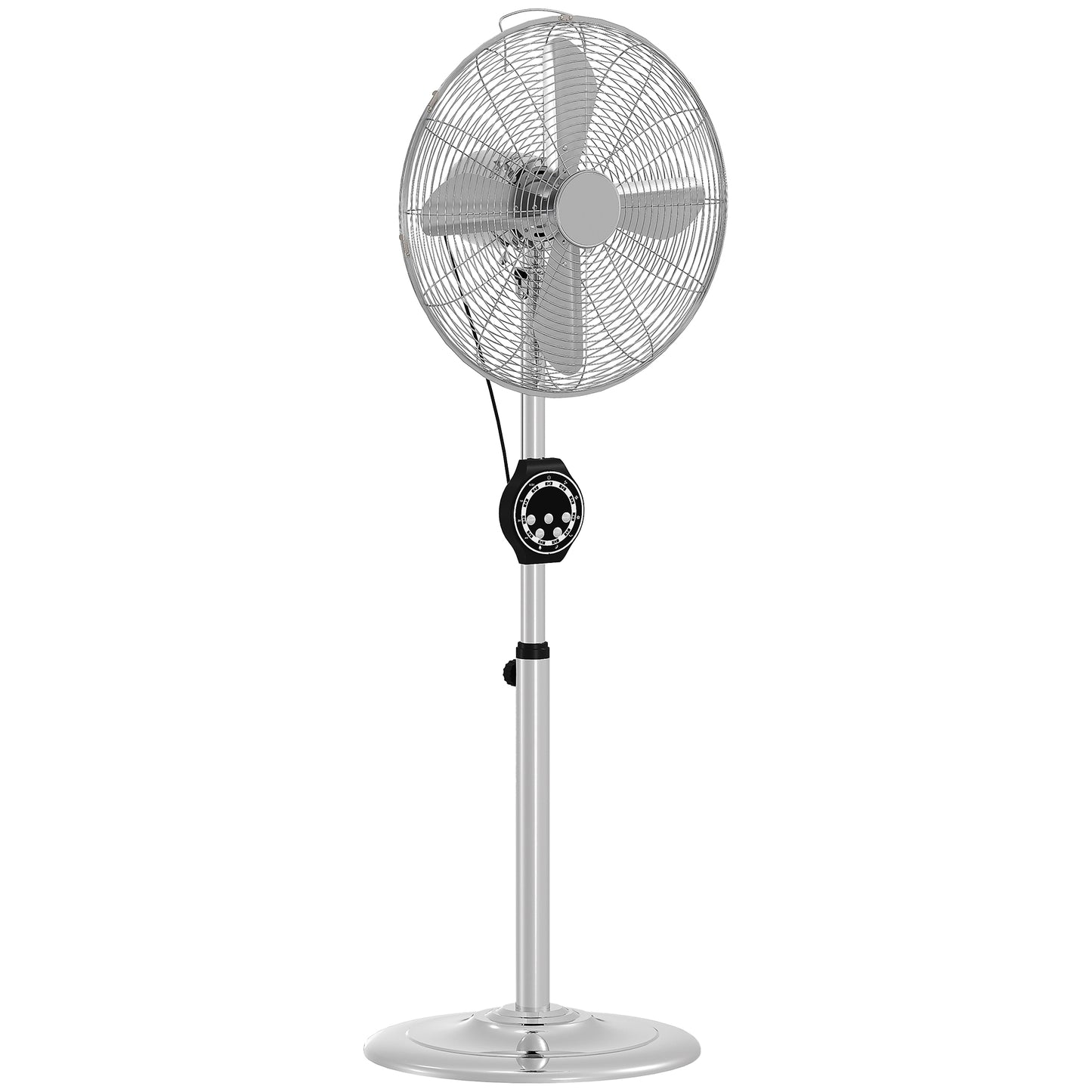 18" Metal Pedestal Fan with Oscillating, Adjustable Height - Silver Tone