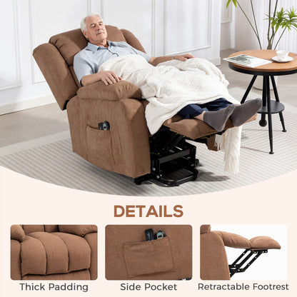 Power Lift Recliner Chair with Massage, Overstuffed Lift Chair with Footrest, Remote and Side Pocket
