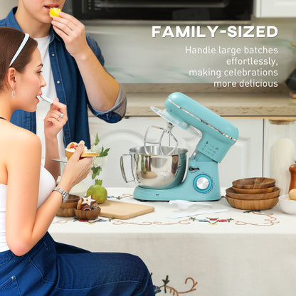 1300W Kitchen Stand Food Mixer Blender with Accessories - Blue / Silver / Beige