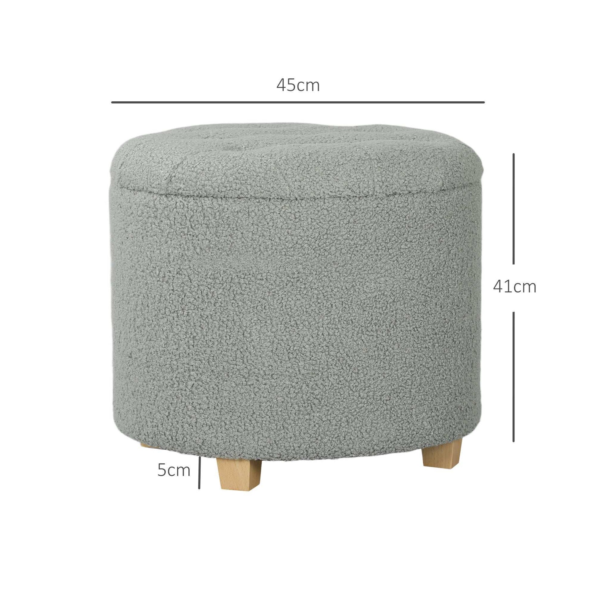31.8L Teddy Fleece Storage Ottoman - Dark Grey