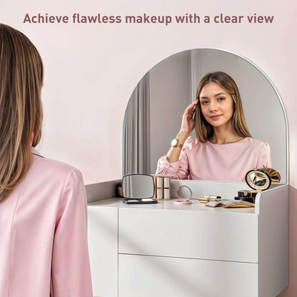 Dressing Table with Arched Mirror and 3 Drawers - White