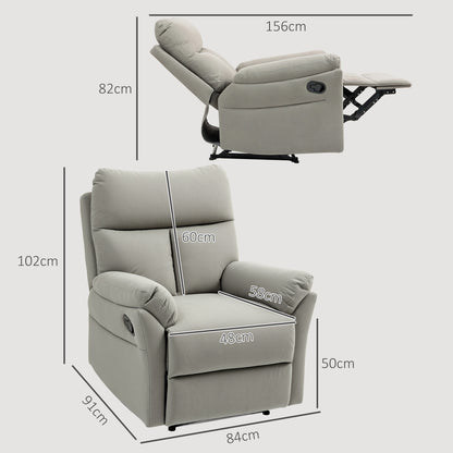 140° Manual Reclining Armchair, with Footrest - Grey