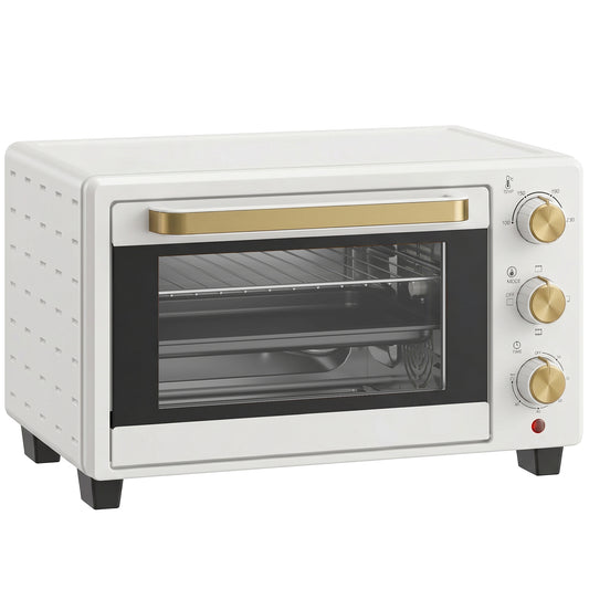 21L Mini Countertop Oven | Adjustable Temperature 100-230°C | 60-Min Timer | White