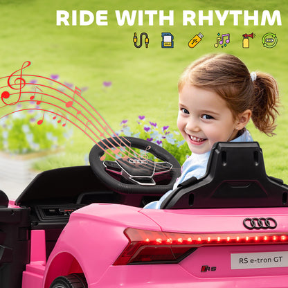 Audi RS E-Tron GT Licensed 12V Kids Electric Ride-On Car, with Remote Control, Suspension System, Lights, Music, Motor - Pink