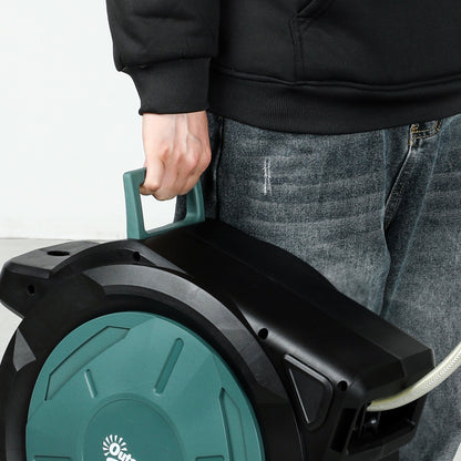 Outsunny Retractable Hose Reel Wall Mounted, 30+2m Garden Hose Pipe Reel with Lock, Auto Rewind, 7 in 1 Spray Nozzle, Includes Wall Fixings, 180° Swivel, Outdoor Watering, 59 x 23 x 42 cm, Green