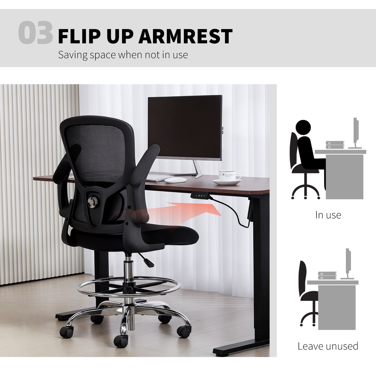 Draughtsman Chair, with Adjustable Lumbar - Black / Charcoal Grey