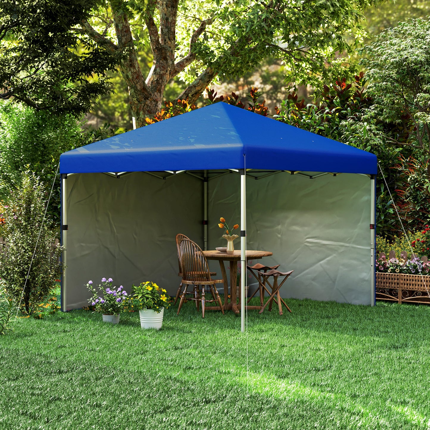 3 x 3 (M) Pop Up Gazebo, UPF 30+ with 2 Sidewalls, Leg Weight Bags and Wheeled Bag, Height Adjustable Party Tent Event Shelter