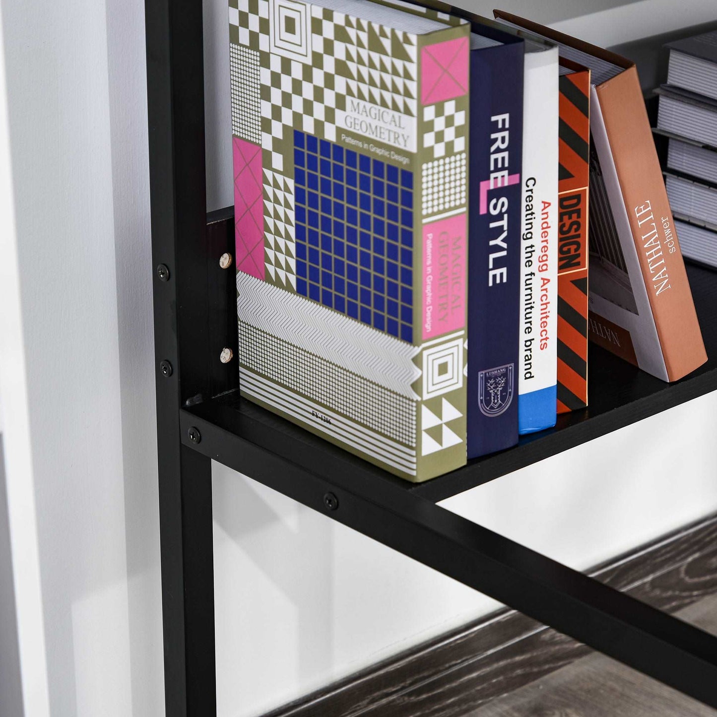 Computer Desk With Storage Shelf Adjustable Feet Metal Frame Home Office Laptop Study Writing Workstation Table Black